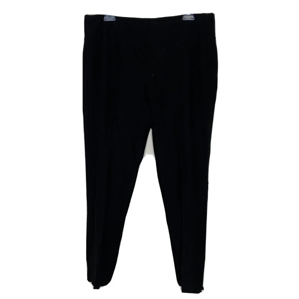 Eileen Fisher Womens Black Mid Rise Pull On Pants Size L Solid Black Casual M6 - Picture 1 of 6